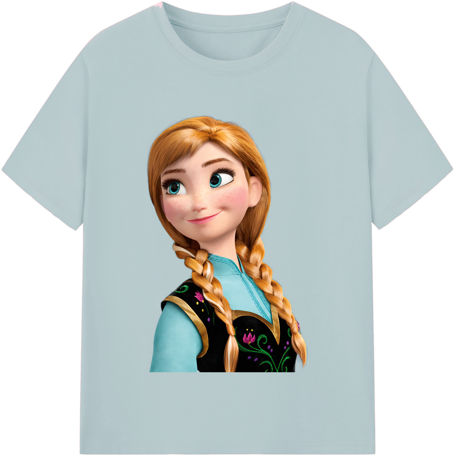 （画像用） アナと雪の女王 アンナ エルサ Frozen Anna Elsa 綿100％半袖Tシャツ（フロントプリント）
